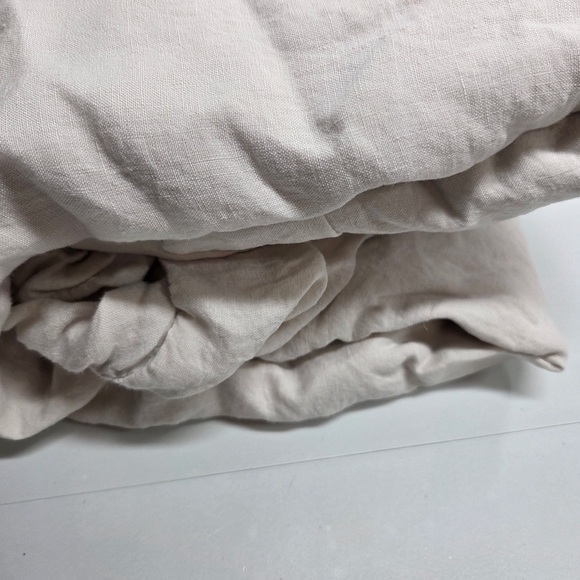 QUINCE European Linen Duvet Cover Set King/Cal King Sand 5569 - Picture 10 of 11